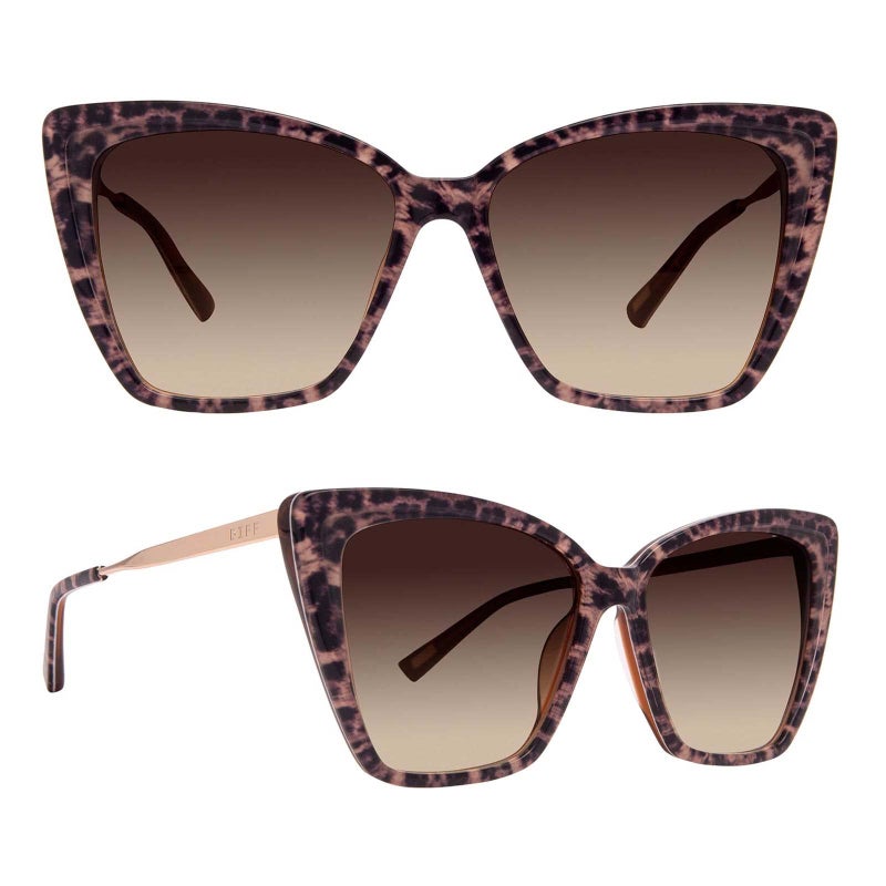 DIFF Becky II Designer Oversized Cat Eye Sunglasses for Women | Leopard Tortoise + Brown Gradient | 100% UV Protection - Image 1